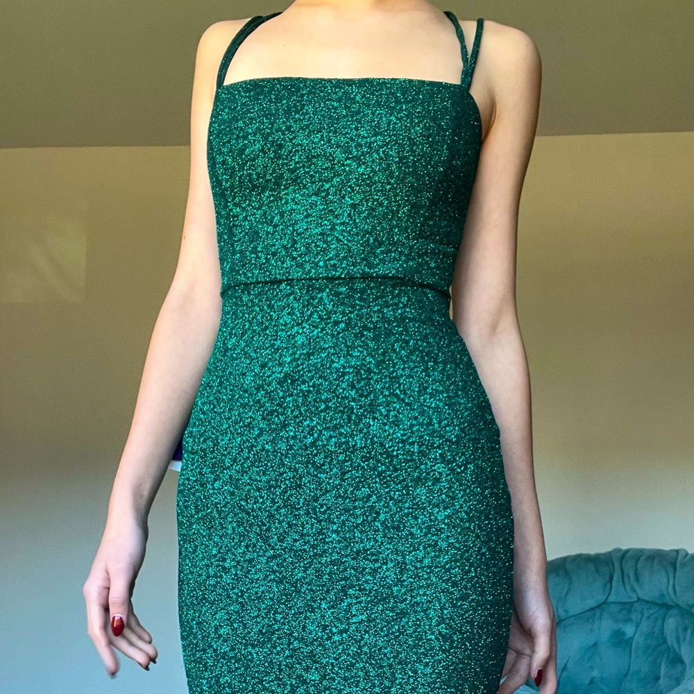 Emerald Sparkly Green Fishtail Homecoming/Prom Dress